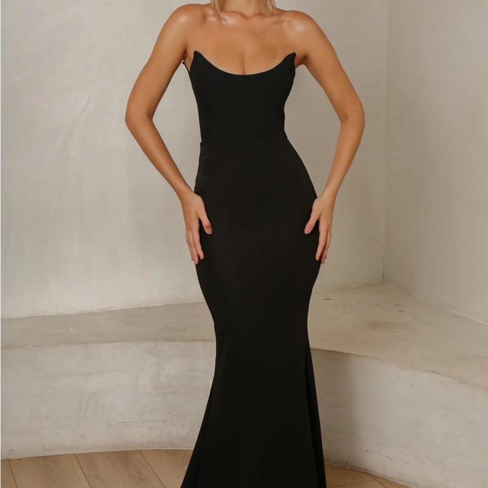 Strapless Black Evening Gown